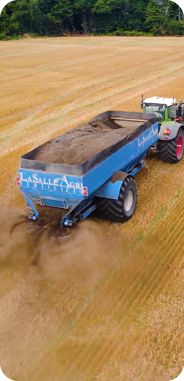 LaSalle Agri custom fertilizer spreader in the field
